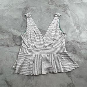 Hem & Thread Gray and White Stripe Tank Top Size‎ Large L